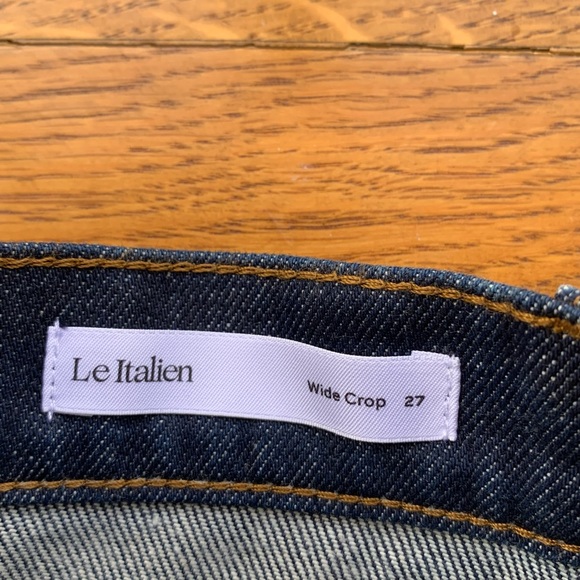 FRAME Le Italien Wide Leg High Rise Rigid Dark Denim Cotton Jeans in Rinse | 27 - Picture 4 of 8